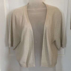 Talbots Cropped Sweater Cream w/Gold Size XL